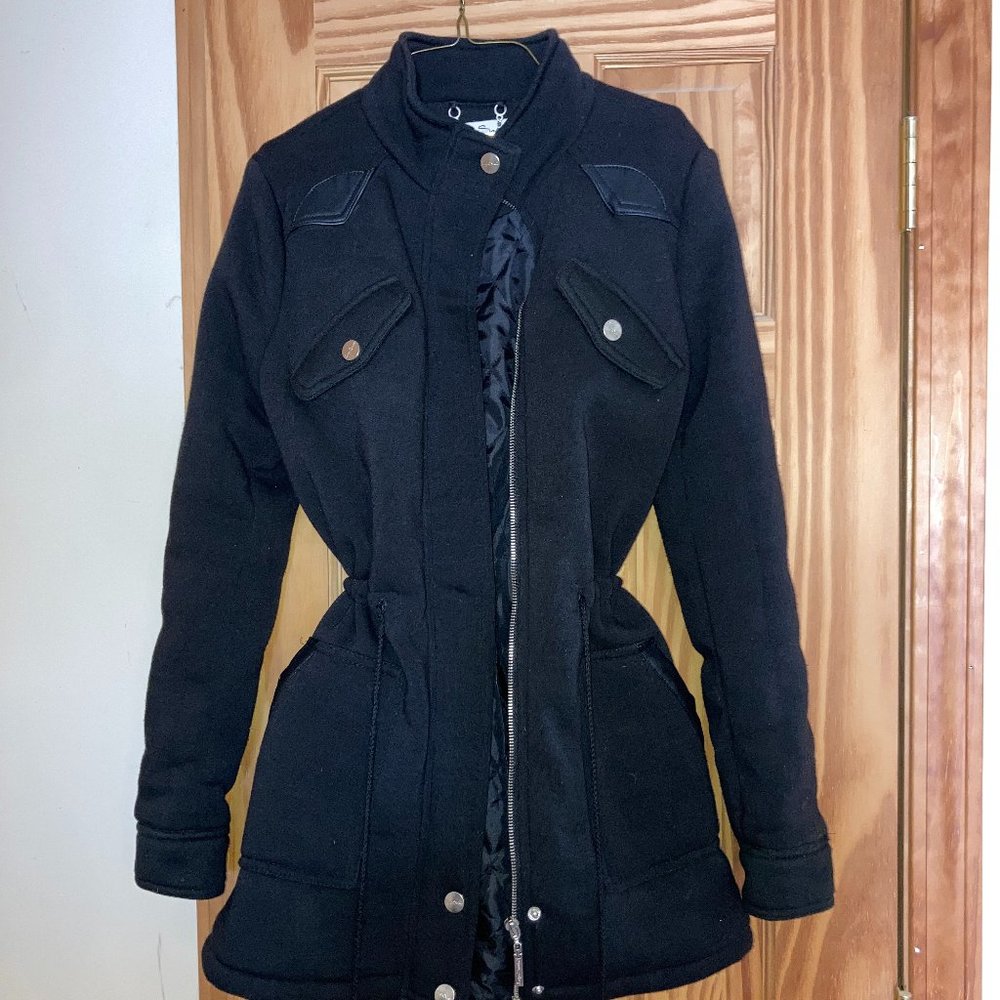 Womens Medium Black Coat, Adjustable Waist by Indigo Saints